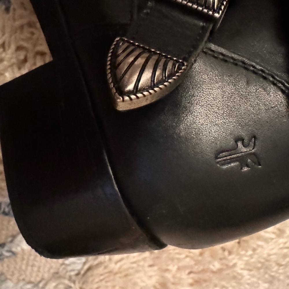 Frye Black Ankle Boots with Silver Buckles - Picture 9 of 11